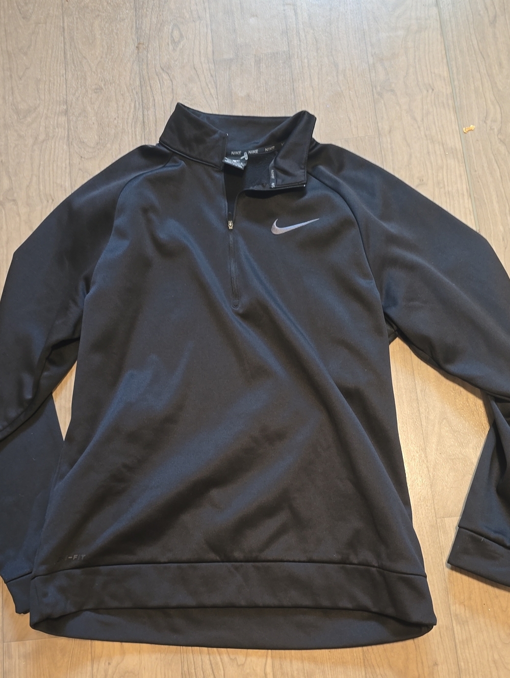 Nike Black Half-Zip Athletic Pullover with Silver Swoosh
